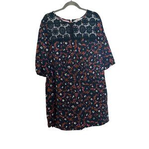 Boden Womens Floral Print Tunic Dress With Crochet Detail Size US 16R Viscose/Co